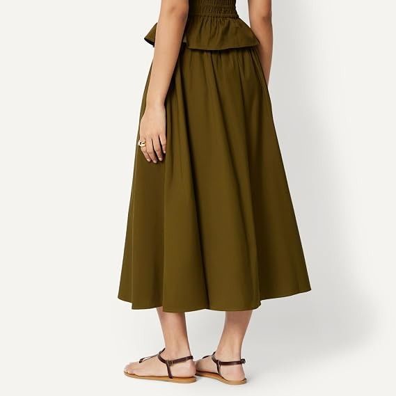Olive Green Midi Skirt image 4
